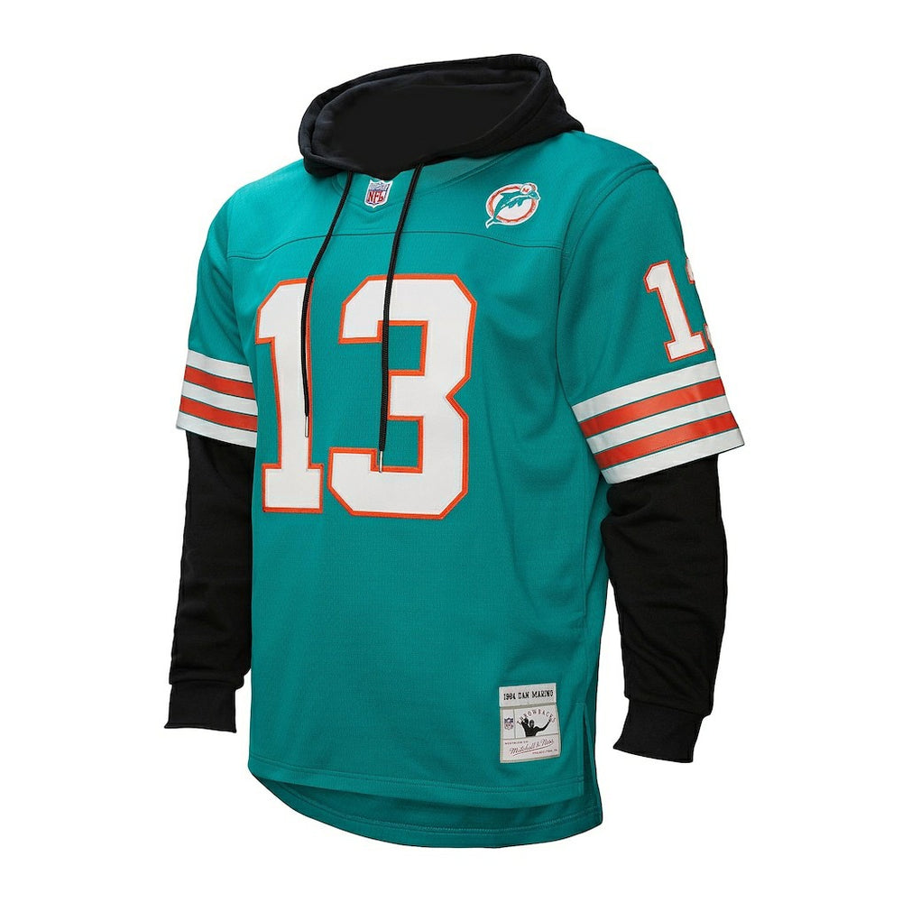 Dan Marino Miami Dolphins Player Name & Number Hoodie Legacy Jersey - Aqua - Mitchell & Ness