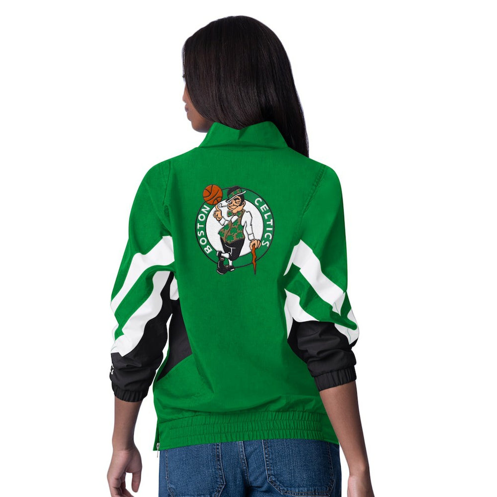 Boston Celtics Starter Women's Renegade Oxford Half-Zip Jacket Kelly Green