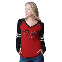 Chicago Bulls G-III 4Her by Carl Banks Women's Winner Waffle Knit Thermal Long Sleeve Tri-Blend T-Shirt Red/Black