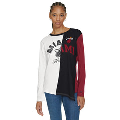 Miami Heat Tommy Jeans Women's Amelia Color Blocked Long Sleeve T-Shirt White/Black