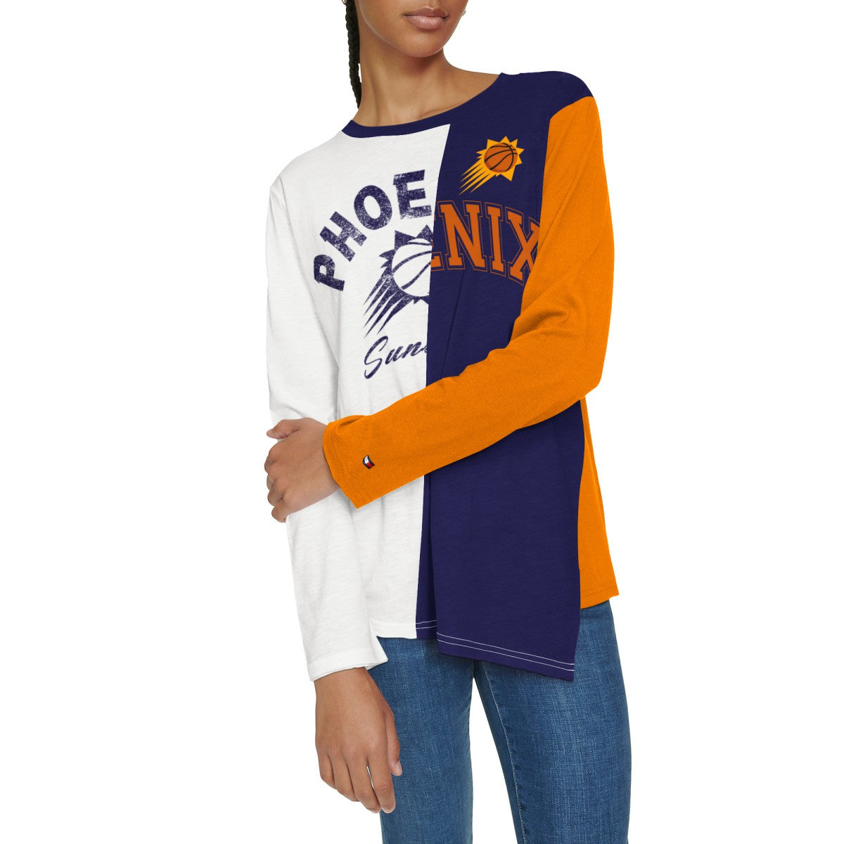 Phoenix Suns Tommy Jeans Women's Amelia Color Blocked Long Sleeve T-Shirt White/Purple