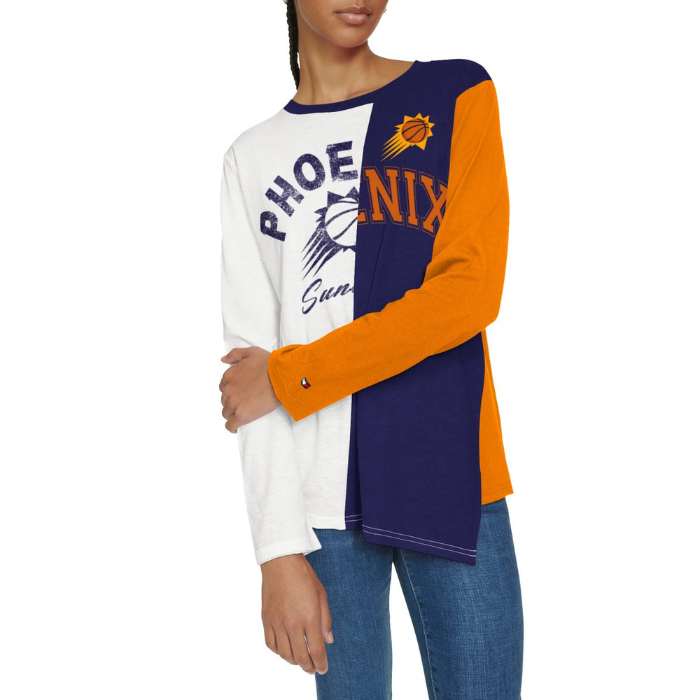 Phoenix Suns Tommy Jeans Women's Amelia Color Blocked Long Sleeve T-Shirt White/Purple