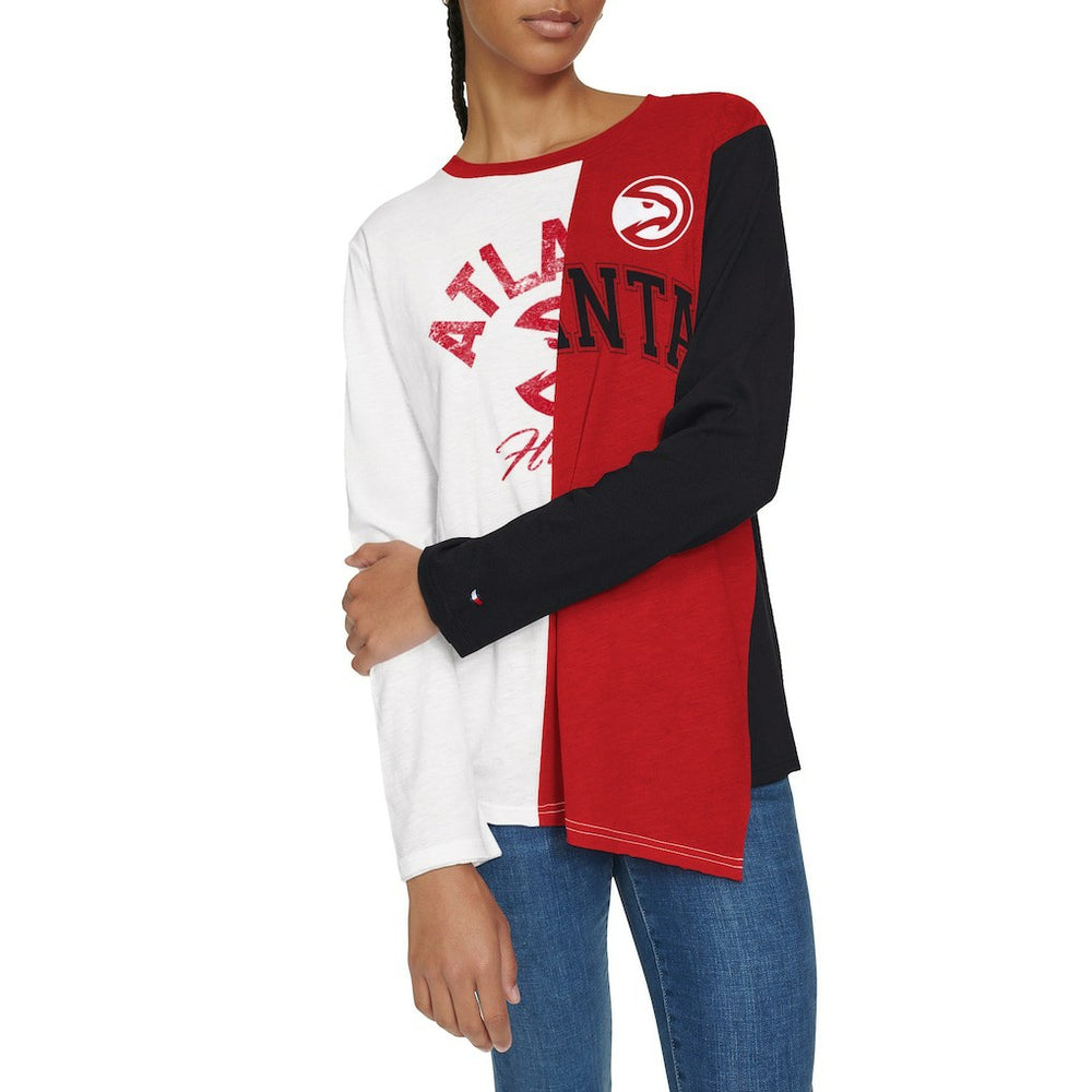 Atlanta Hawks Tommy Jeans Women's Amelia Color Blocked Long Sleeve T-Shirt White/Red