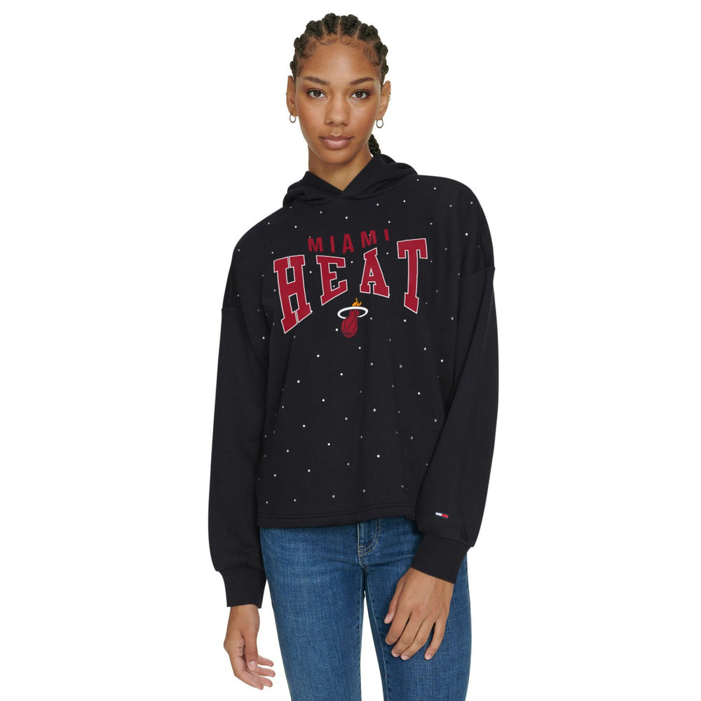 Miami Heat Tommy Jeans Women's Stella Cropped Pullover Hoodie Black