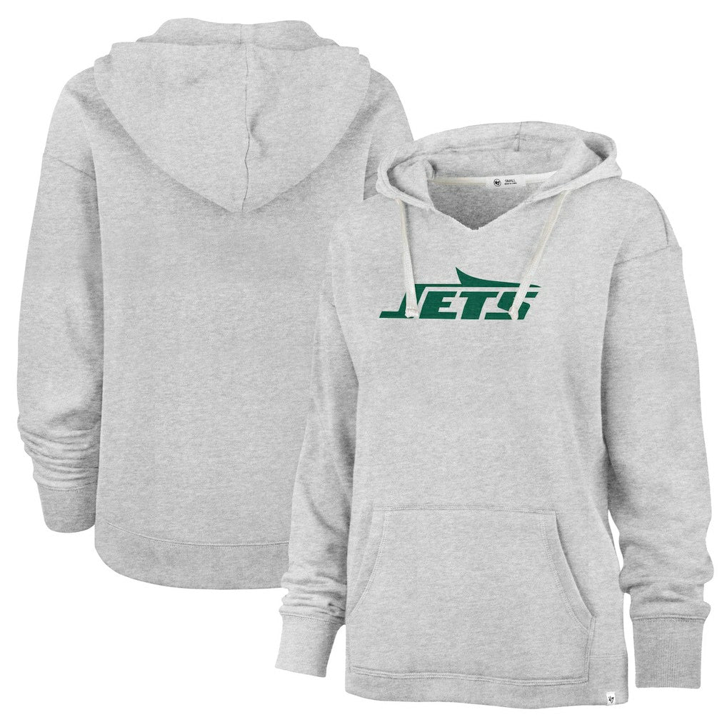 New York Jets '47 Women's Premier Kennedy V-Neck Pullover Hoodie - Gray - 47 brand
