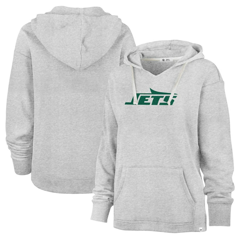 New York Jets '47 Women's Premier Kennedy V-Neck Pullover Hoodie - Gray - 47 brand