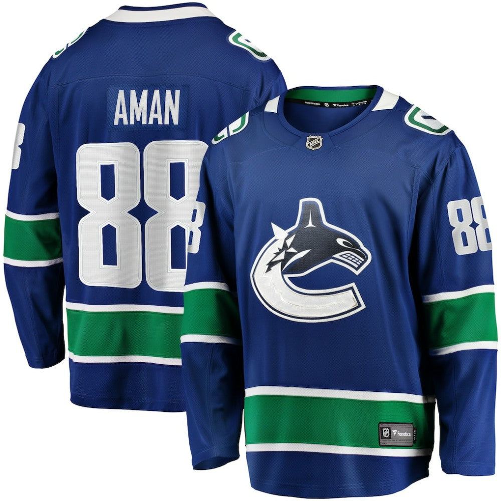 Nils Aman Vancouver Canucks Fanatics Home Premier Breakaway Player Jersey - Blue | Fanatics Lifestyle