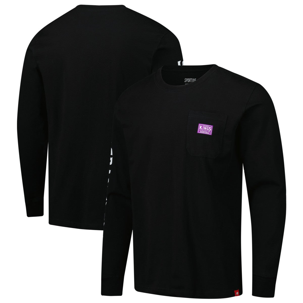 Sacramento Kings Sportiqe Unisex Wales Heavyweight Pocket Long Sleeve T-Shirt Black