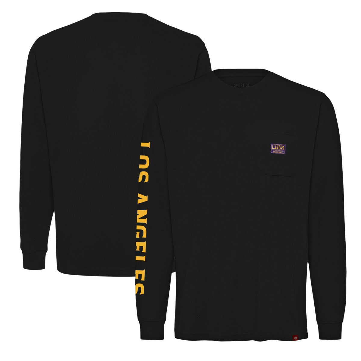 Los Angeles Lakers Sportiqe Unisex Wales Heavyweight Pocket Long Sleeve T-Shirt Black