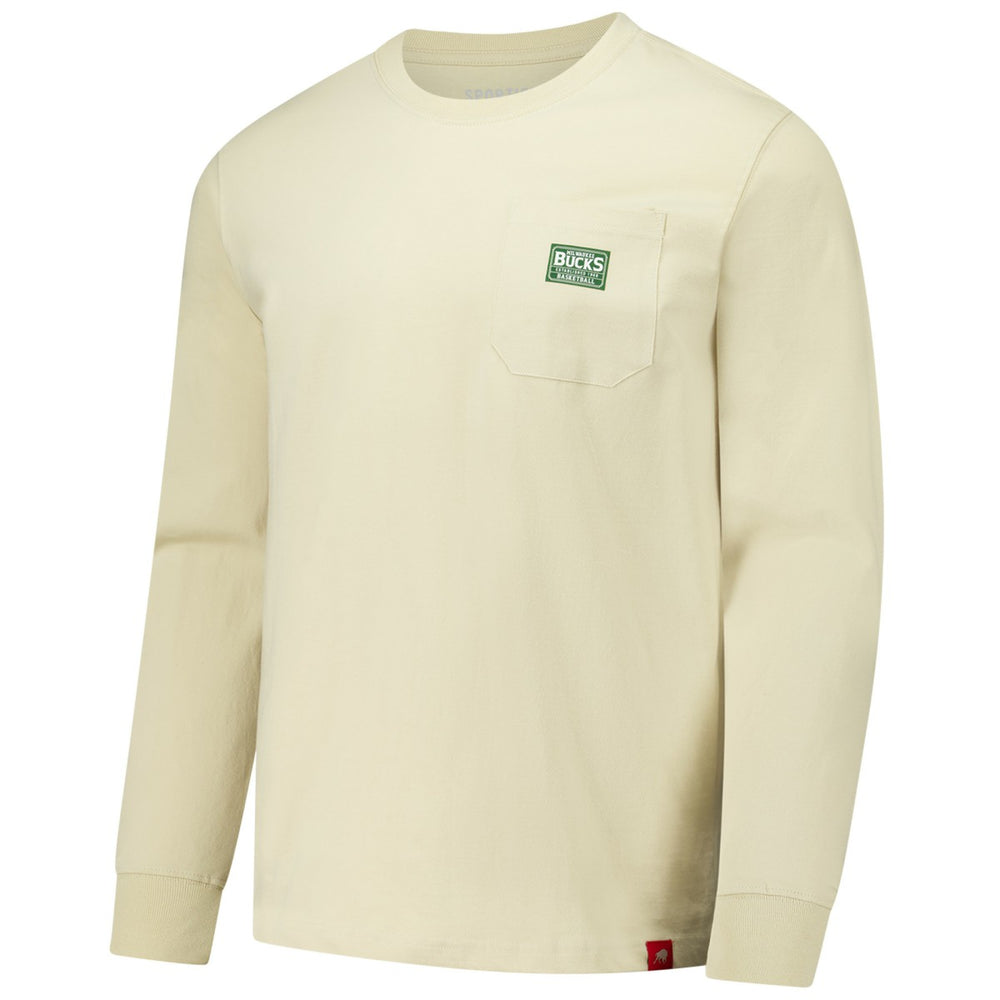 Milwaukee Bucks Sportiqe Unisex Wales Heavyweight Pocket Long Sleeve T-Shirt Cream