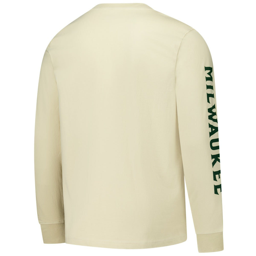 Milwaukee Bucks Sportiqe Unisex Wales Heavyweight Pocket Long Sleeve T-Shirt Cream
