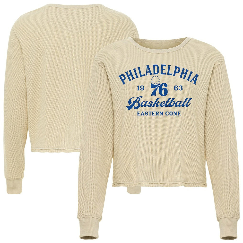 Philadelphia 76ers Sportiqe Unisex High Country Collection Cullen Waffle Knit Long Sleeve T-Shirt Cream