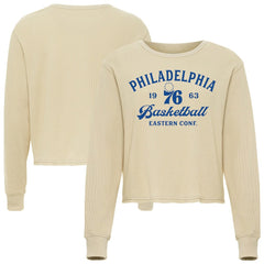 Philadelphia 76ers Sportiqe Unisex High Country Collection Cullen Waffle Knit Long Sleeve T-Shirt Cream