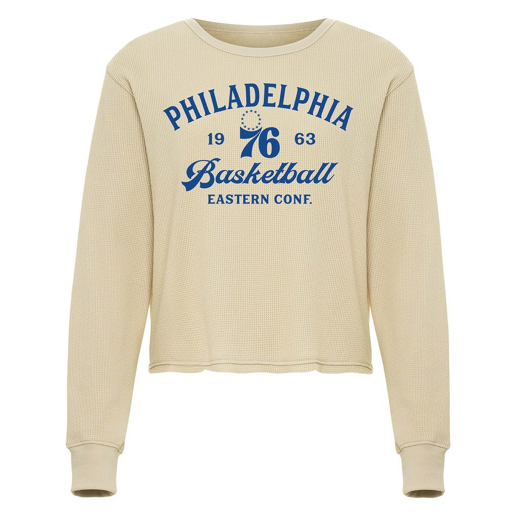 Philadelphia 76ers Sportiqe Unisex High Country Collection Cullen Waffle Knit Long Sleeve T-Shirt Cream