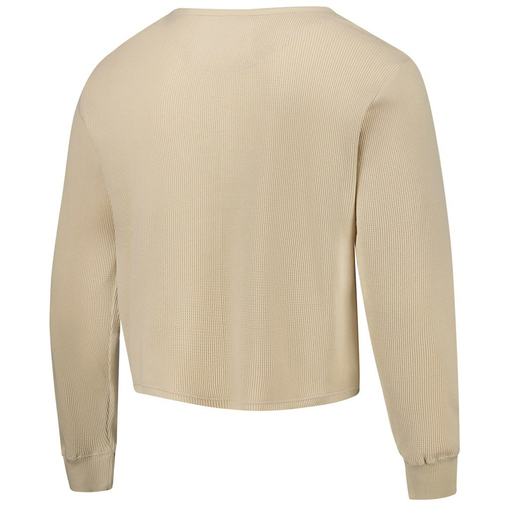 Golden State Warriors Sportiqe Unisex High Country Collection Cullen Cropped Waffle Knit Long Sleeve T-Shirt Cream