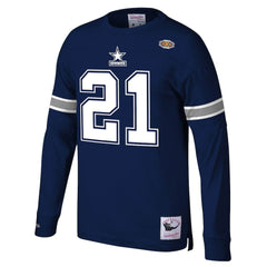 Deion Sanders Dallas Cowboys Retired Player Name & Number Long Sleeve Top - Navy - Mitchell & Ness
