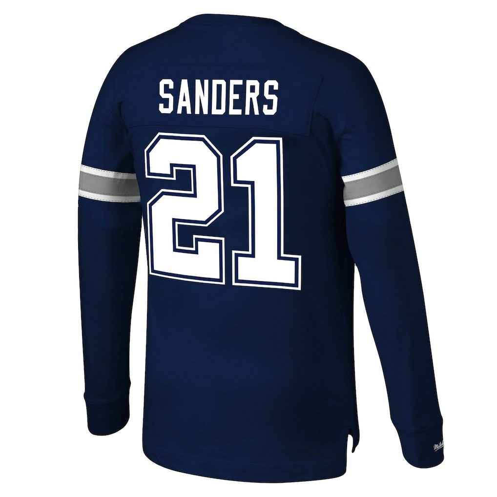 Deion Sanders Dallas Cowboys Retired Player Name & Number Long Sleeve Top - Navy - Mitchell & Ness