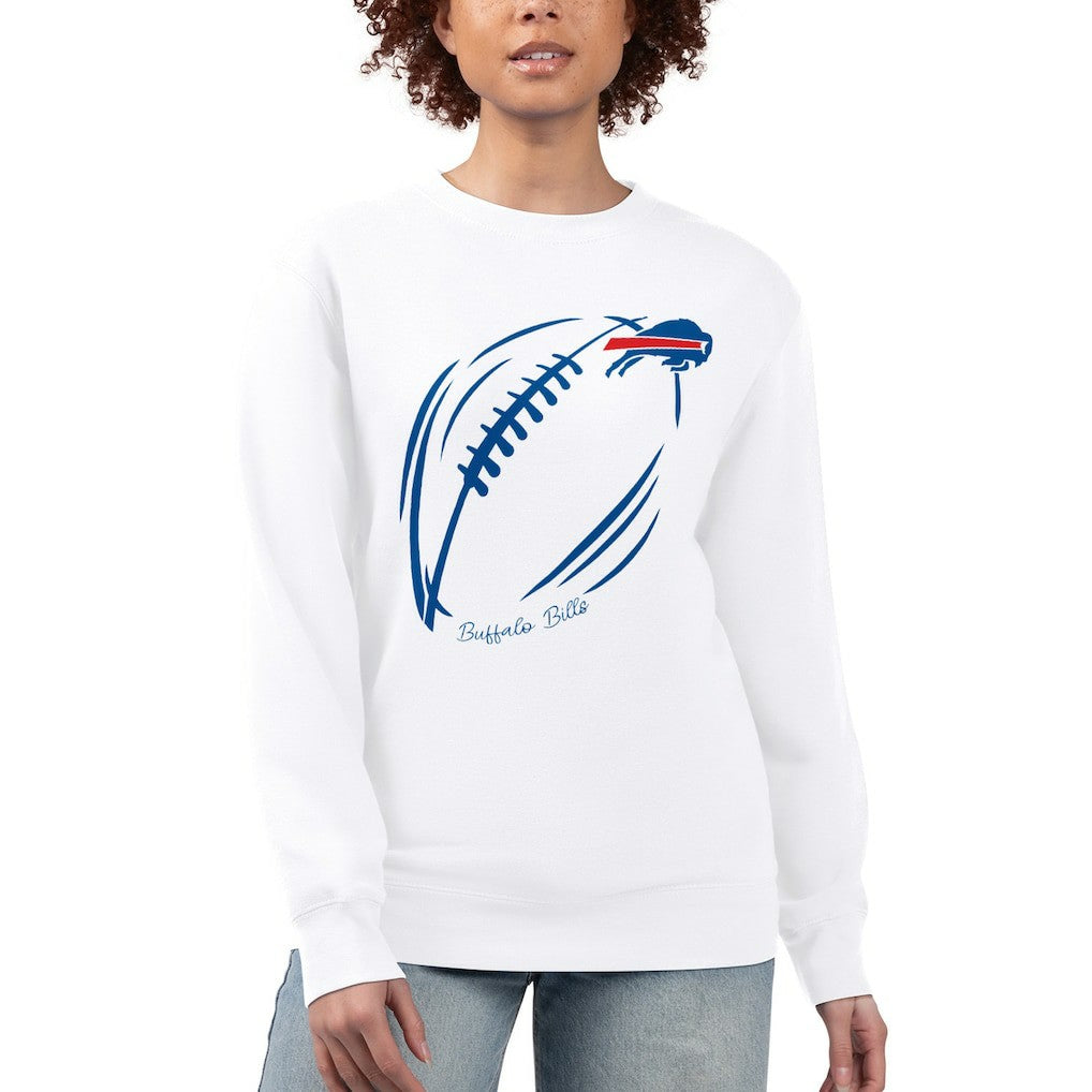 Buffalo Bills G-III 4Her by Carl Banks Women's Football Logo Graphic Fleece Tri-Blend Pullover Sweatshirt - White - NFL