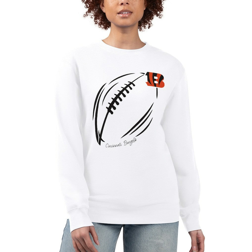 Cincinnati Bengals G-III 4Her by Carl Banks Women's Football Logo Graphic Fleece Tri-Blend Pullover Sweatshirt - White - NFL