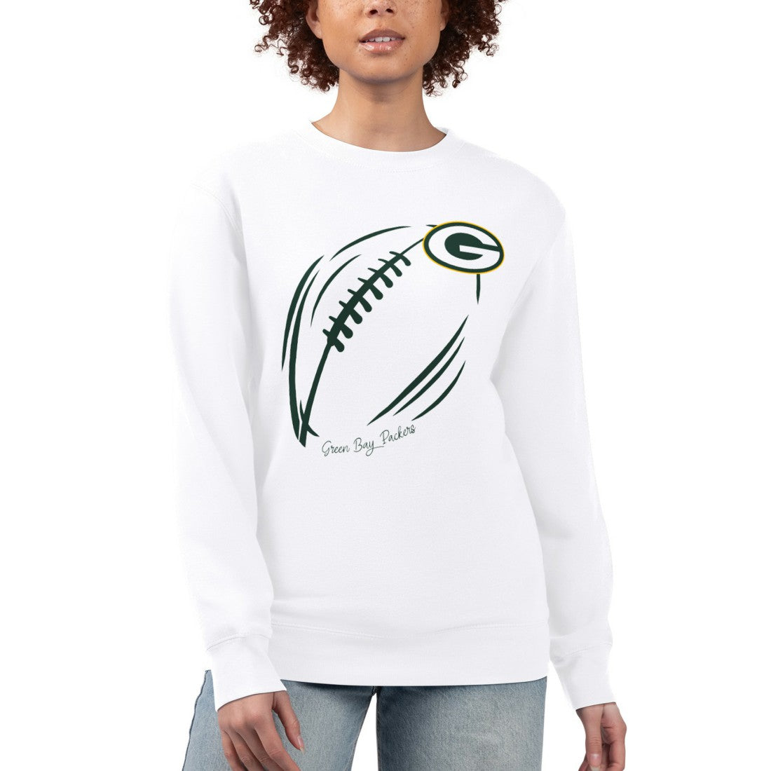 Green Bay Packers G-III 4Her by Carl Banks Women's Football Logo Graphic Fleece Tri-Blend Pullover Sweatshirt - White - NFL