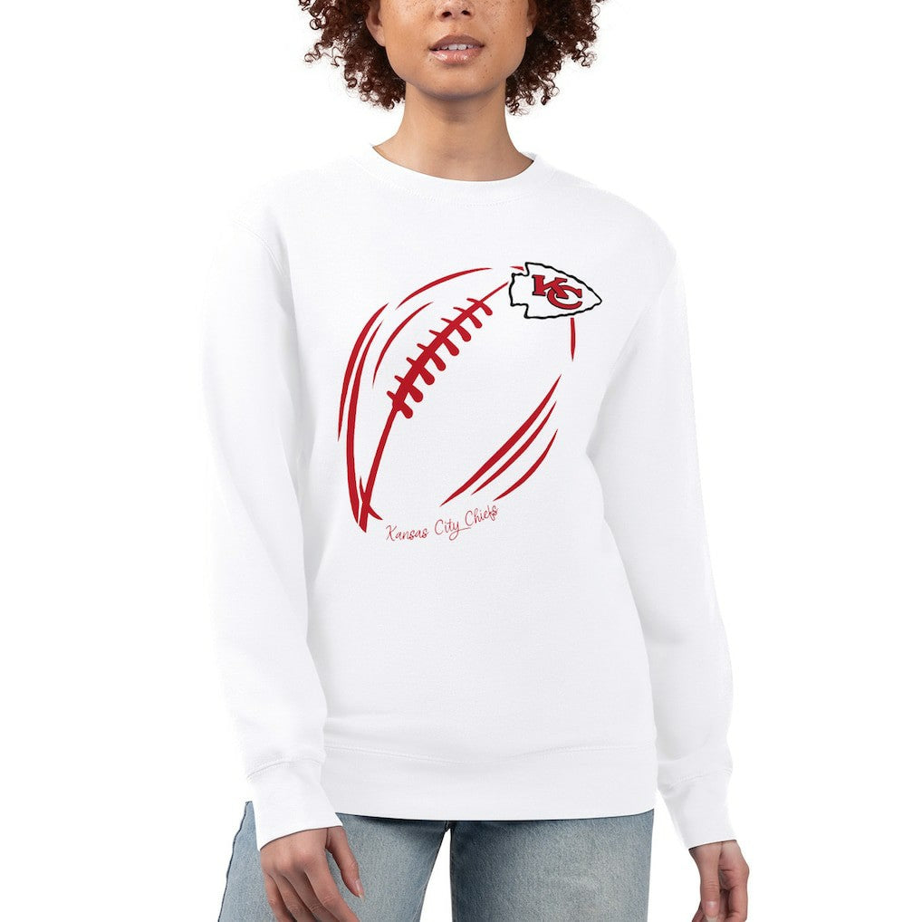 Kansas City Chiefs G-III 4Her by Carl Banks Women's Football Logo Graphic Fleece Tri-Blend Pullover Sweatshirt - White - NFL