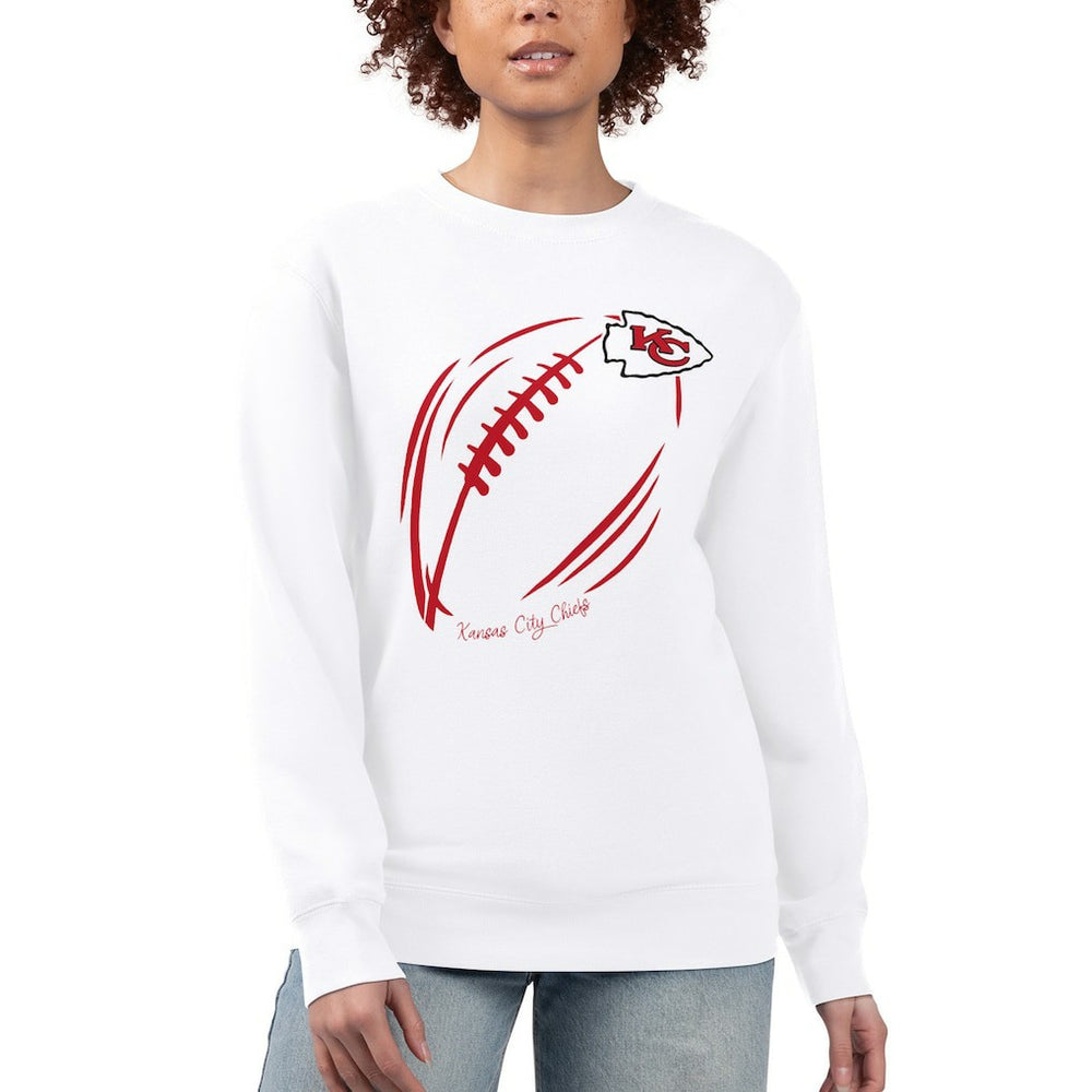 Kansas City Chiefs G-III 4Her by Carl Banks Women's Football Logo Graphic Fleece Tri-Blend Pullover Sweatshirt - White - NFL