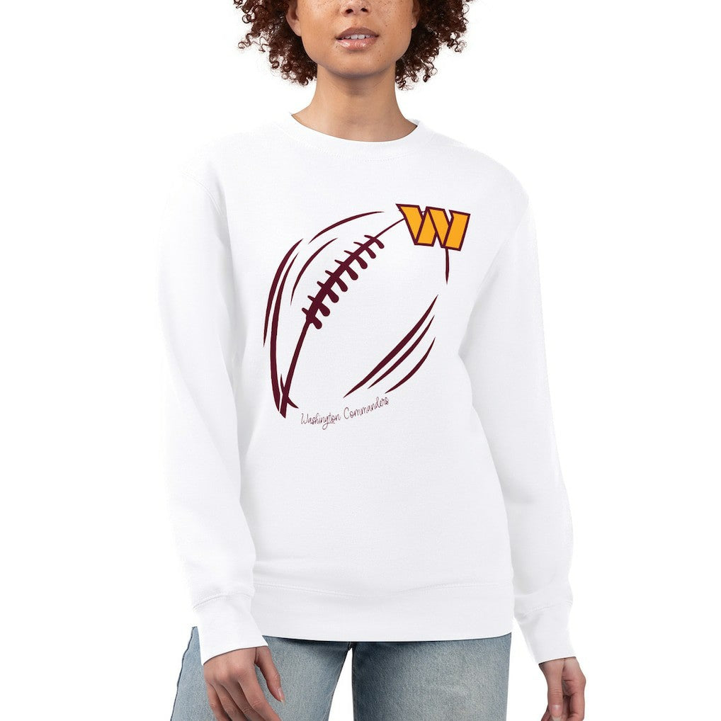 Washington Commanders G-III 4Her by Carl Banks Women's Football Logo Graphic Fleece Tri-Blend Pullover Sweatshirt - White - NFL