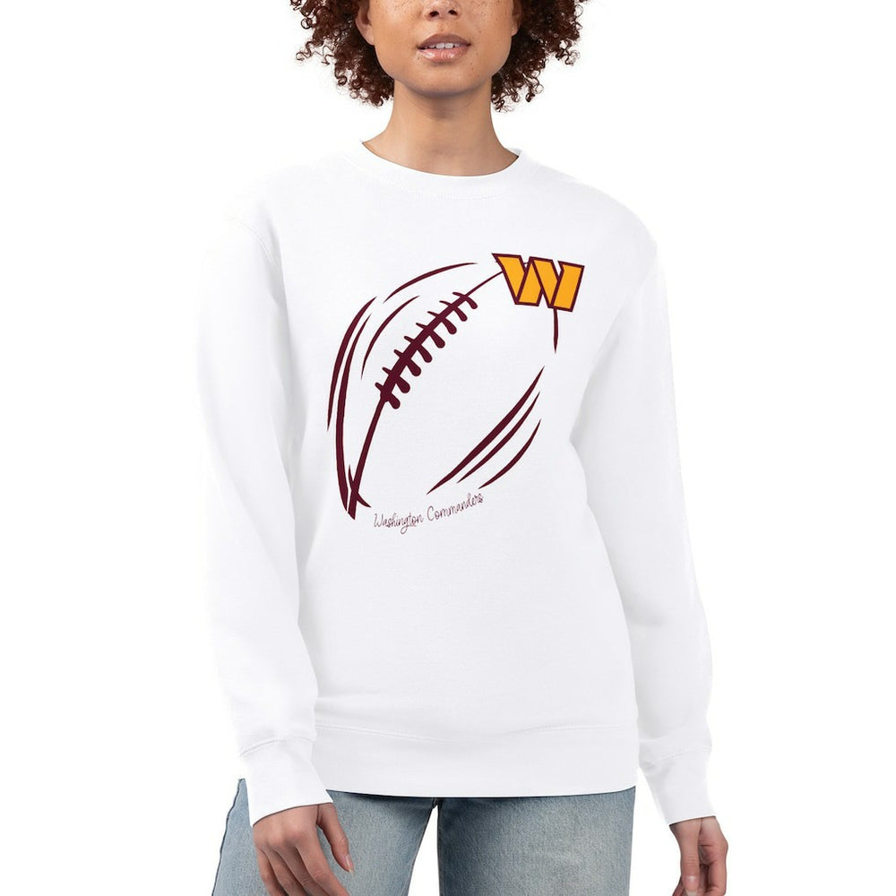 Washington Commanders G-III 4Her by Carl Banks Women's Football Logo Graphic Fleece Tri-Blend Pullover Sweatshirt - White - NFL