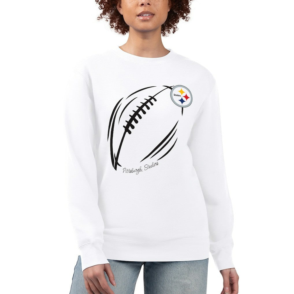Pittsburgh Steelers G-III 4Her by Carl Banks Women's Football Logo Graphic Fleece Tri-Blend Pullover Sweatshirt - White - NFL