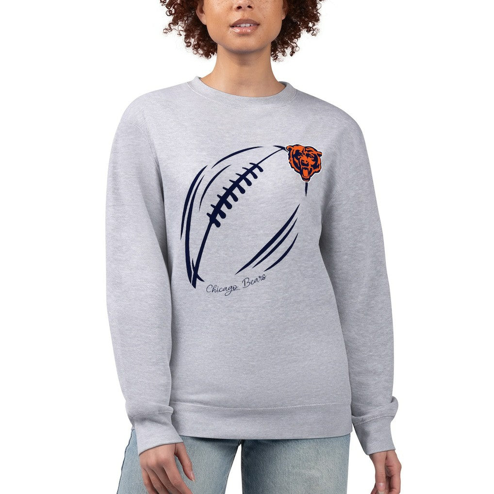 Chicago Bears G-III 4Her by Carl Banks Women's Football Logo Graphic Fleece Tri-Blend Pullover Sweatshirt - Heather Gray - NFL