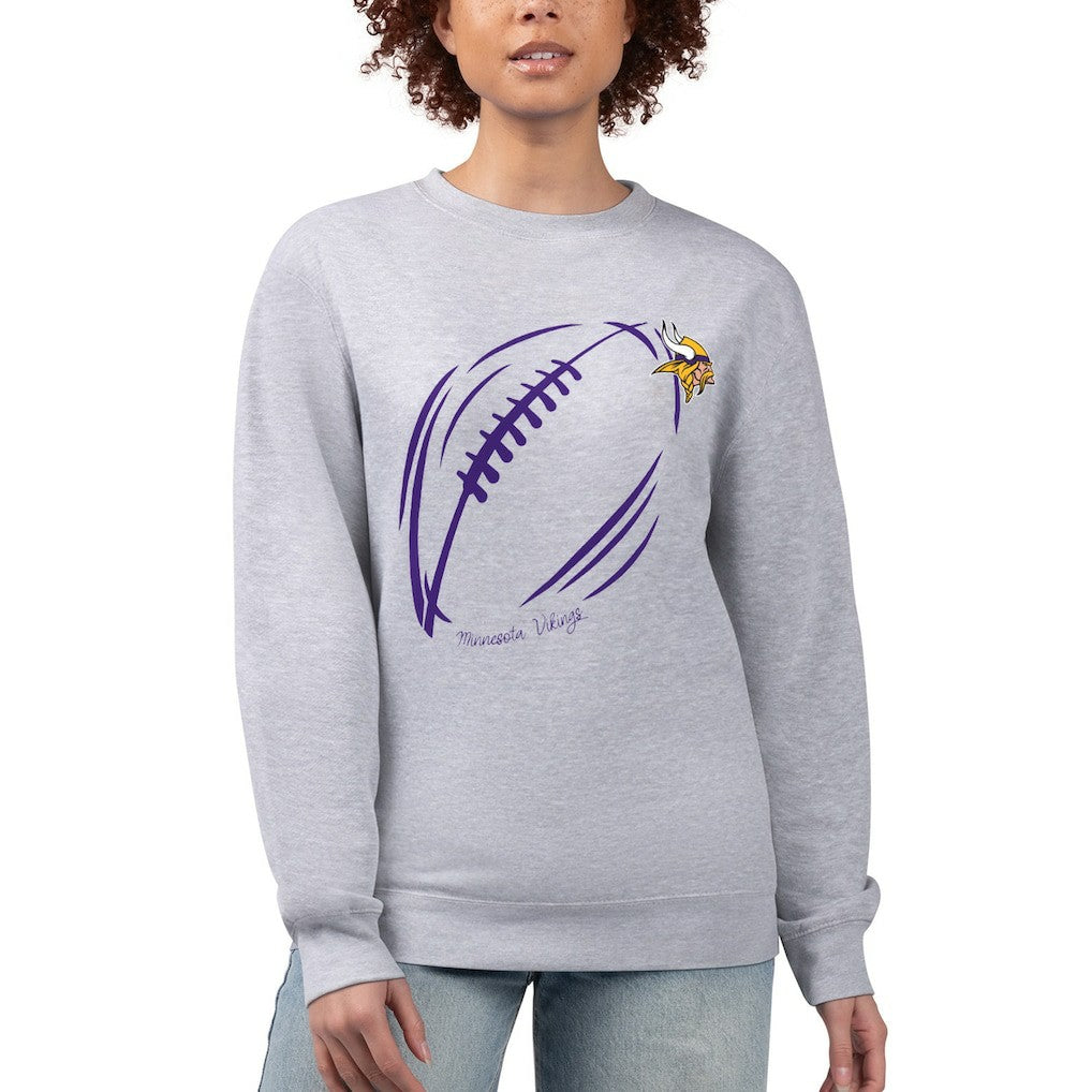 Minnesota Vikings G-III 4Her by Carl Banks Women's Football Logo Graphic Fleece Tri-Blend Pullover Sweatshirt - Heather Gray - NFL