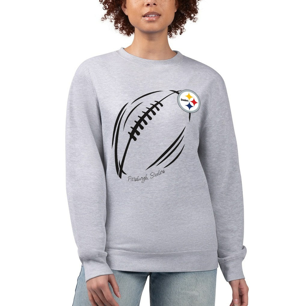 Pittsburgh Steelers G-III 4Her by Carl Banks Women's Football Logo Graphic Fleece Tri-Blend Pullover Sweatshirt - Heather Gray - NFL