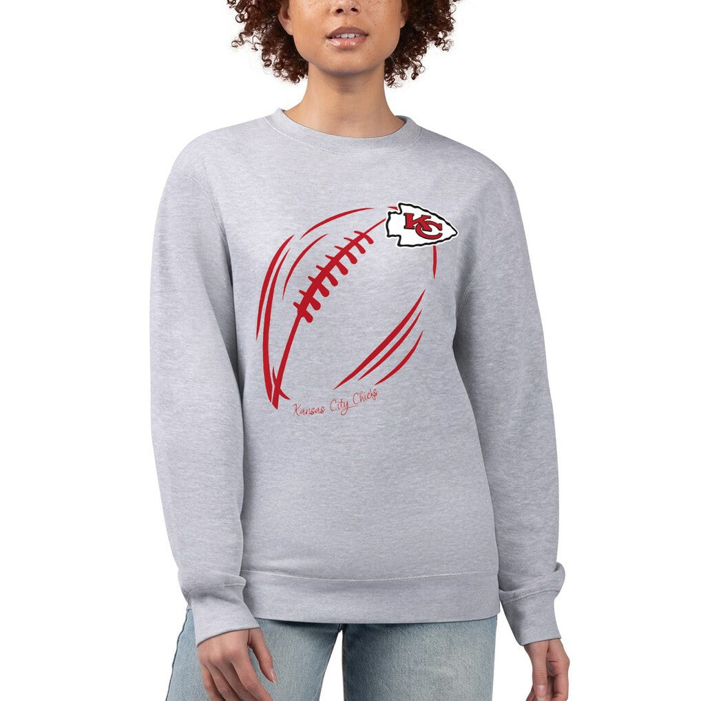 Kansas City Chiefs G-III 4Her by Carl Banks Women's Football Logo Graphic Fleece Tri-Blend Pullover Sweatshirt - Heather Gray - NFL