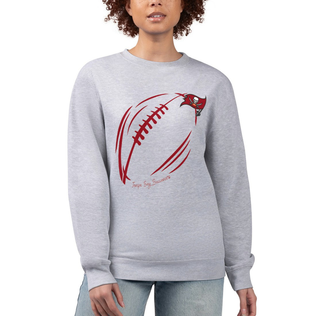 Tampa Bay Buccaneers G-III 4Her by Carl Banks Women's Football Logo Graphic Fleece Tri-Blend Pullover Sweatshirt - Heather Gray - NFL