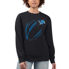 Detroit Lions G-III 4Her by Carl Banks Women's Football Logo Graphic Fleece Tri-Blend Pullover Sweatshirt - Black - NFL