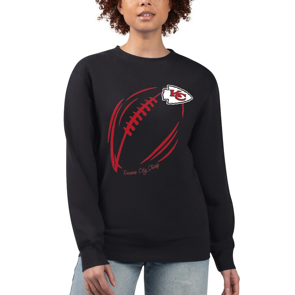 Kansas City Chiefs G-III 4Her by Carl Banks Women's Football Logo Graphic Fleece Tri-Blend Pullover Sweatshirt - Black - NFL