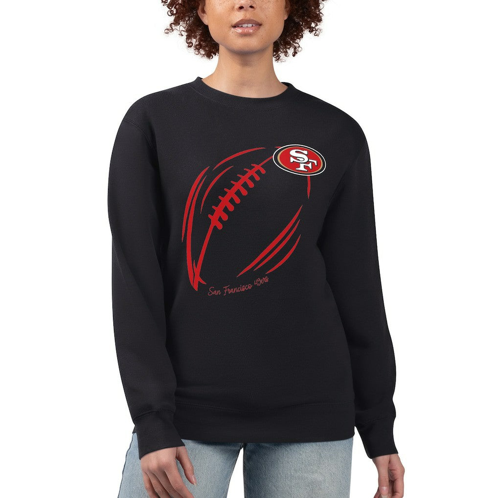 San Francisco 49ers G-III 4Her by Carl Banks Women's Football Logo Graphic Fleece Tri-Blend Pullover Sweatshirt - Black - NFL