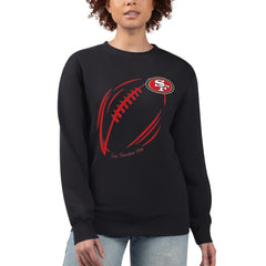 San Francisco 49ers G-III 4Her by Carl Banks Women's Football Logo Graphic Fleece Tri-Blend Pullover Sweatshirt - Black - NFL