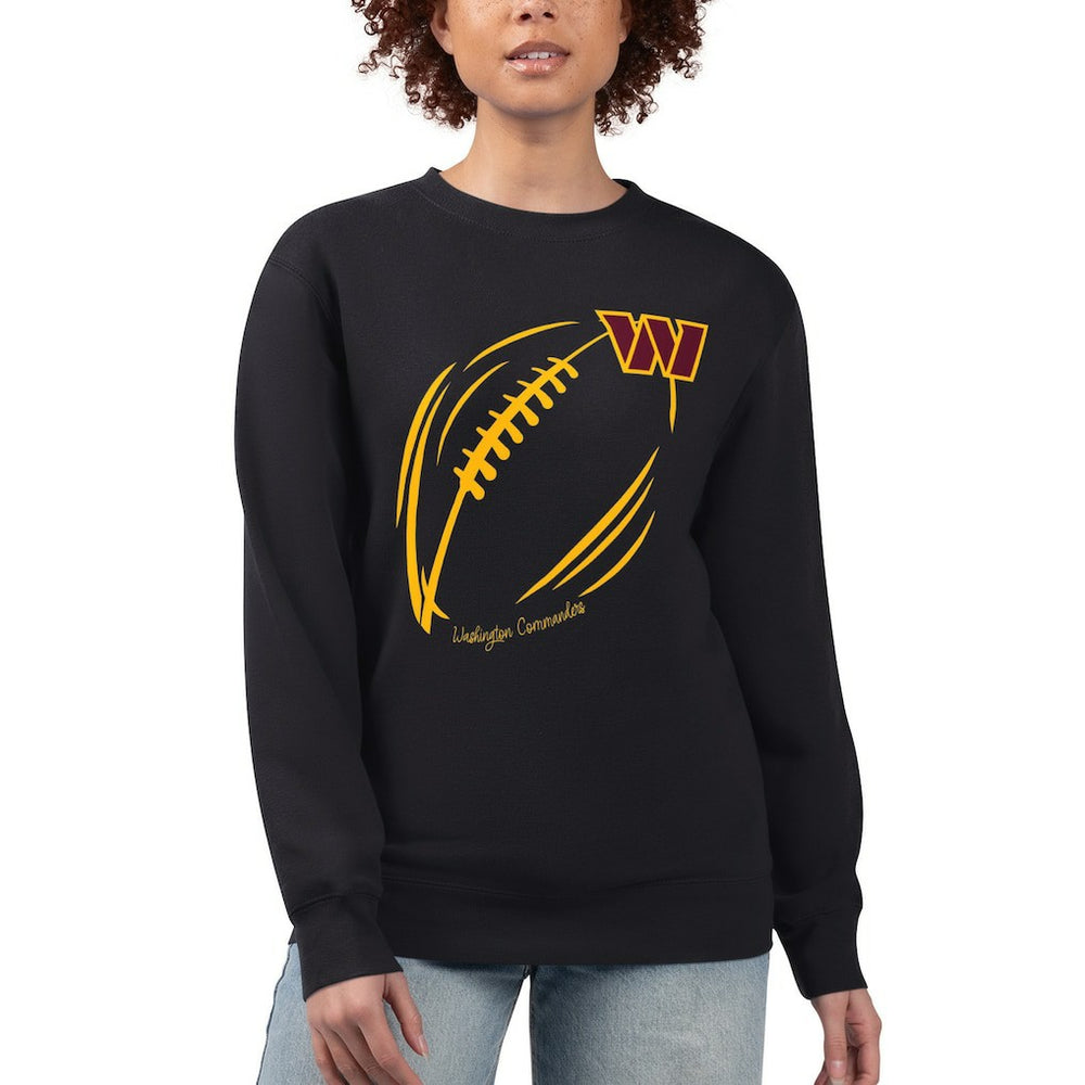 Washington Commanders G-III 4Her by Carl Banks Women's Football Logo Graphic Fleece Tri-Blend Pullover Sweatshirt - Black - NFL