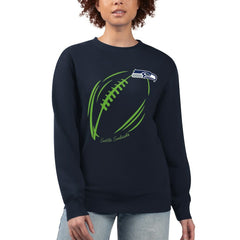 Seattle Seahawks G-III 4Her by Carl Banks Women's Football Logo Graphic Fleece Tri-Blend Pullover Sweatshirt - Navy - NFL