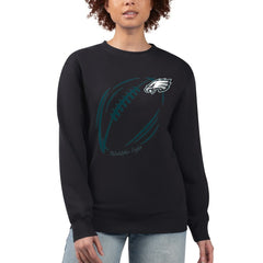 Philadelphia Eagles G-III 4Her by Carl Banks Women's Football Logo Graphic Fleece Tri-Blend Pullover Sweatshirt - Black - NFL