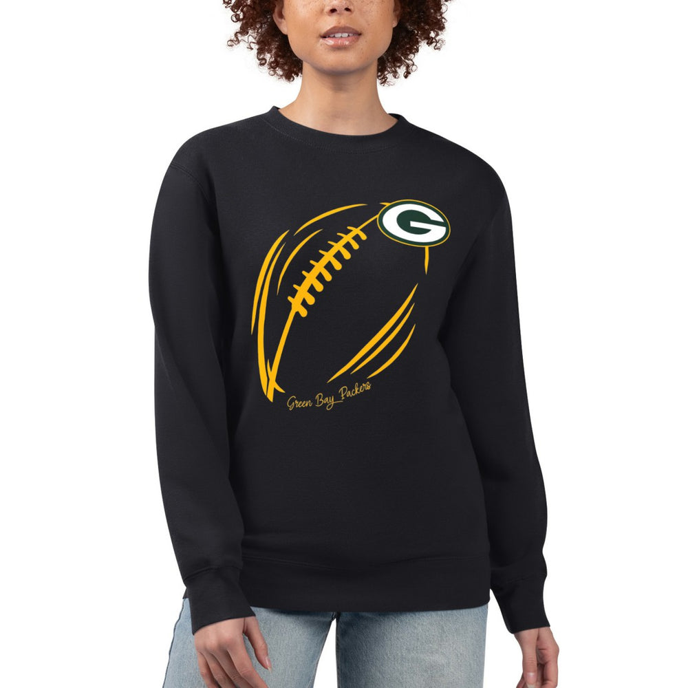 Green Bay Packers G-III 4Her by Carl Banks Women's Football Logo Graphic Fleece Tri-Blend Pullover Sweatshirt - Black - NFL