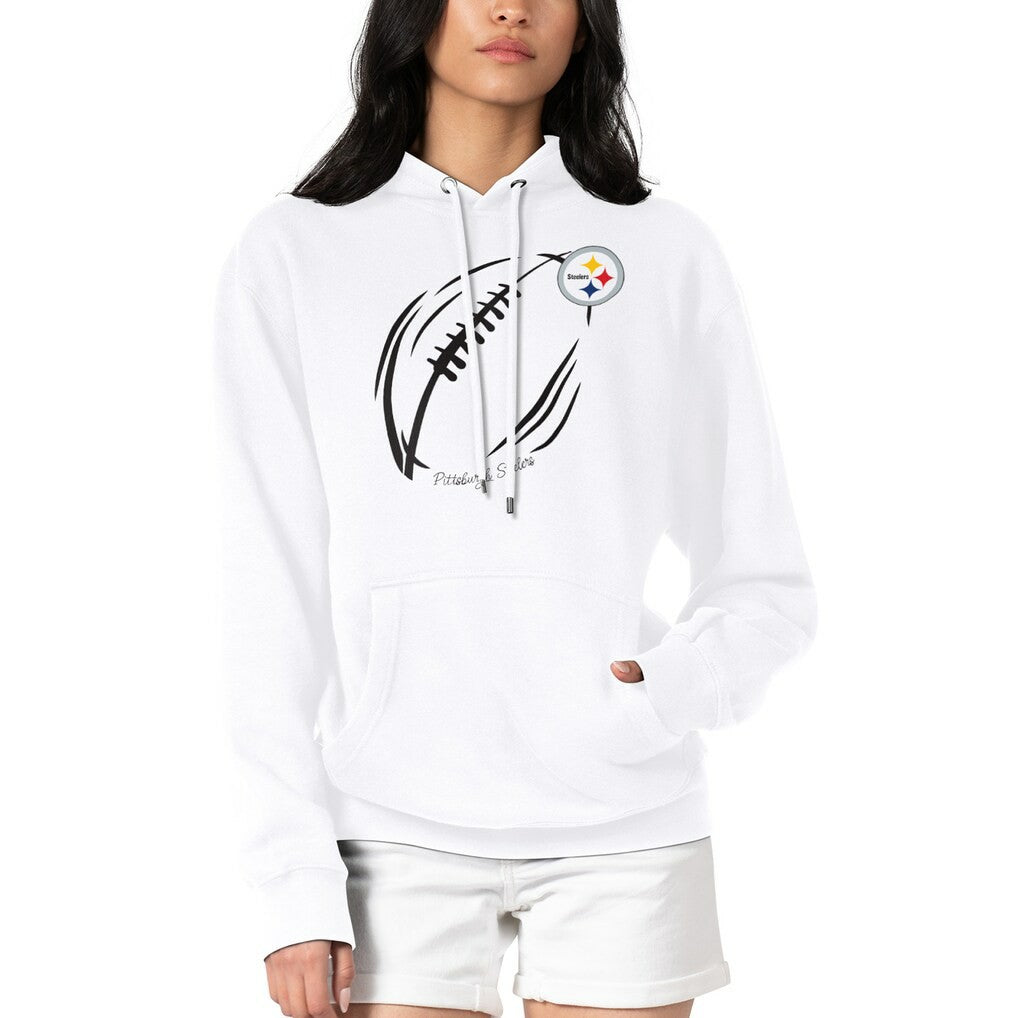 Pittsburgh Steelers G-III 4Her by Carl Banks Women's Football Logo Fleece Tri-Blend Pullover Hoodie - White - NFL