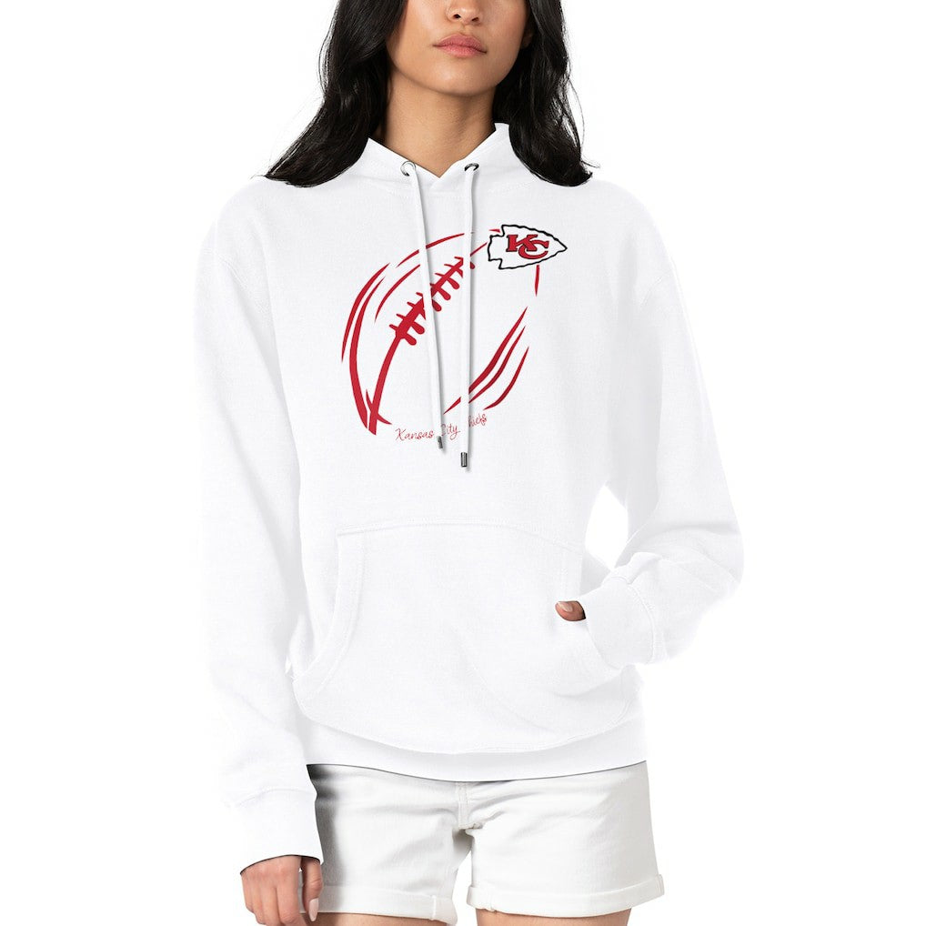 Kansas City Chiefs G-III 4Her by Carl Banks Women's Football Logo Fleece Tri-Blend Pullover Hoodie - White - NFL