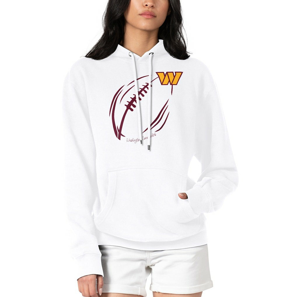 Washington Commanders G-III 4Her by Carl Banks Women's Football Logo Fleece Tri-Blend Pullover Hoodie - White - NFL