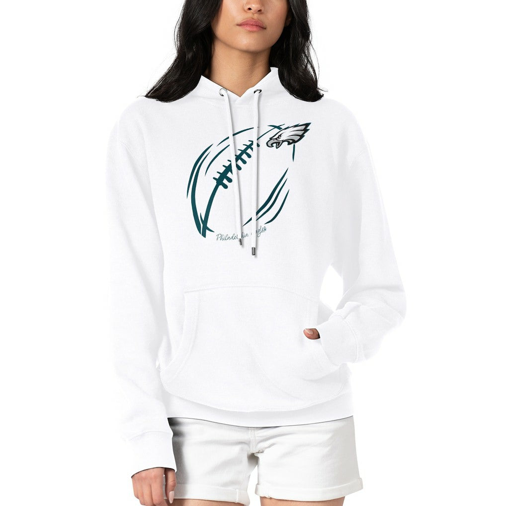 Philadelphia Eagles G-III 4Her by Carl Banks Women's Football Logo Fleece Tri-Blend Pullover Hoodie - White - NFL