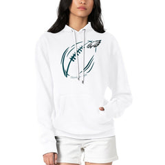 Philadelphia Eagles G-III 4Her by Carl Banks Women's Football Logo Fleece Tri-Blend Pullover Hoodie - White - NFL