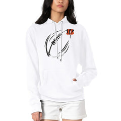 Cincinnati Bengals G-III 4Her by Carl Banks Women's Football Logo Fleece Tri-Blend Pullover Hoodie - White - NFL