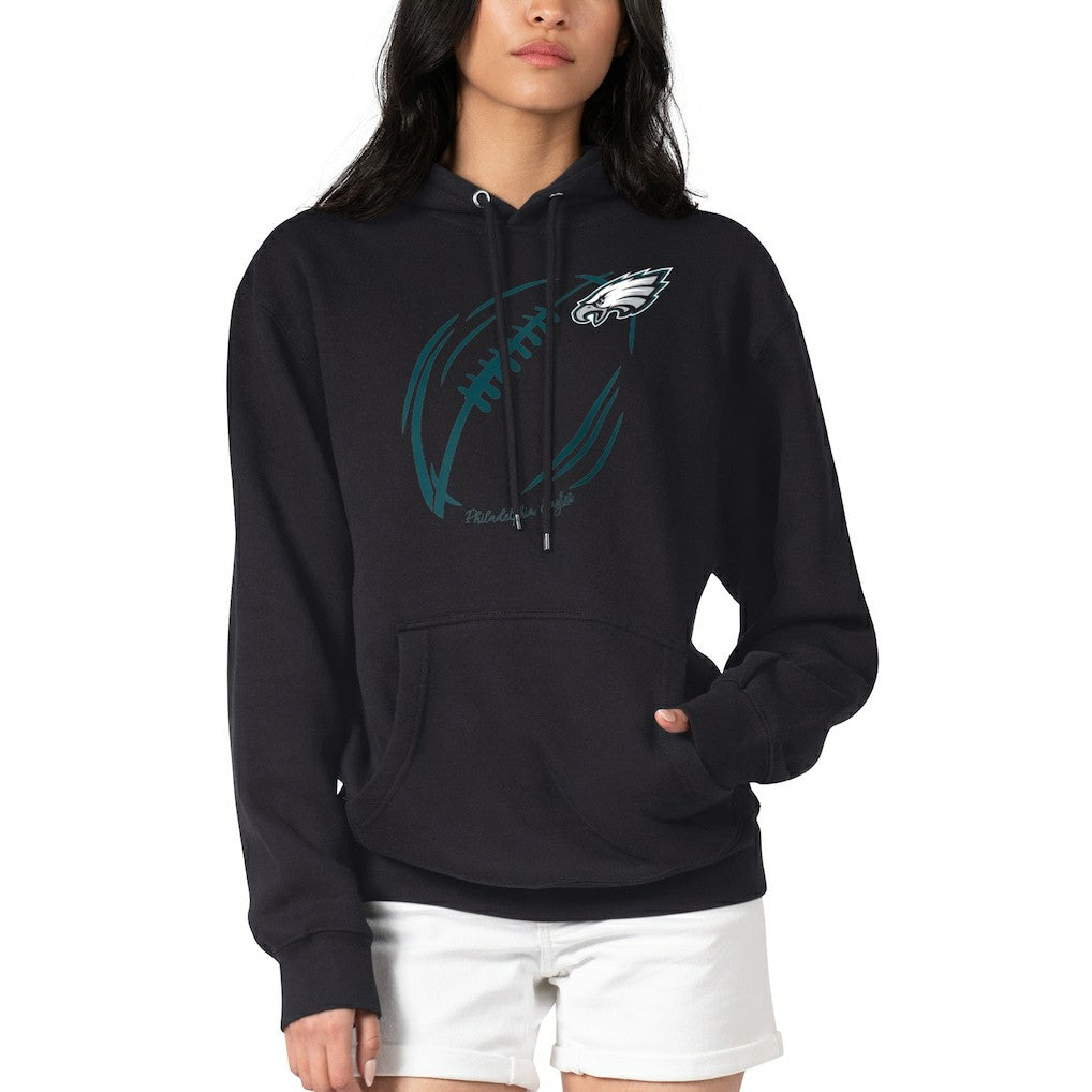 Philadelphia Eagles G-III 4Her by Carl Banks Women's Football Logo Fleece Tri-Blend Pullover Hoodie - Black - NFL