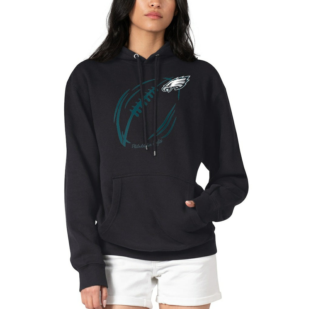 Philadelphia Eagles G-III 4Her by Carl Banks Women's Football Logo Fleece Tri-Blend Pullover Hoodie - Black - NFL